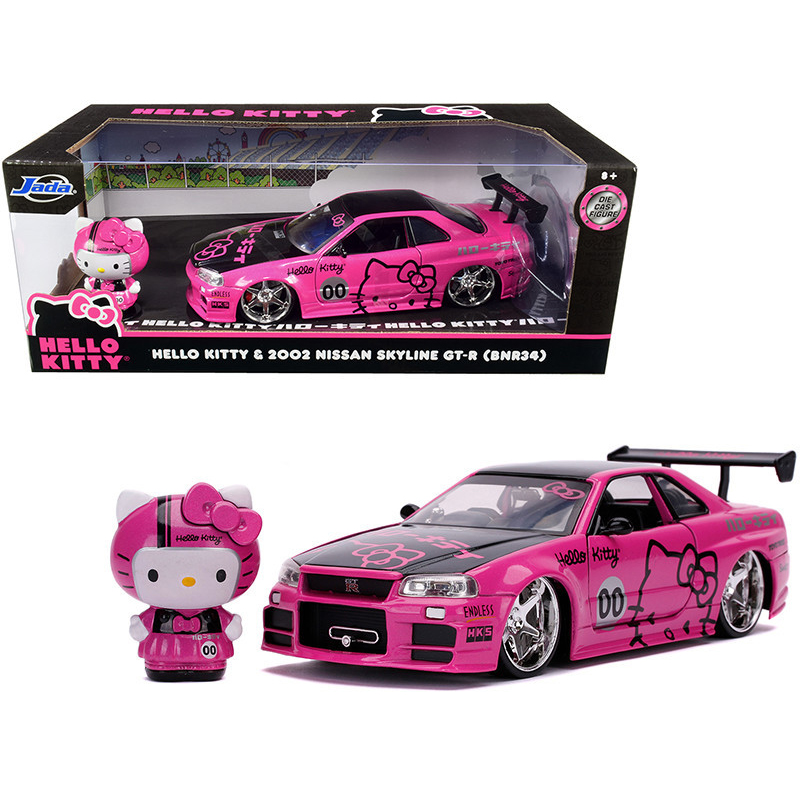 ماکت ماشین جادا مدل HELLO KITTY & 2002 NISSAN SKYLING GT-R مجموعه 2 عددی | صورتی | گارانتی اصالت و سلامت فیزیکی کالا