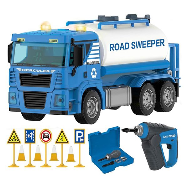 ماشین بازی ناب سل مدل کامیون دریل دار طرح Road sweepre به همراه جعبه ابزار مجموعه 110 عددی
