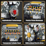 ساختنی 692 تکه ناب سل مدل کیت موتور شارژی حرکتی V8 ENGINE - تصویر 6