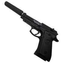 تفنگ بازی ناب سل مدل کلت خشاب خور C19 کد AIRSOFT GUN C19 مناسب برای نوجوانان به همراه صدا خفه کن