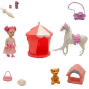 ست هدیه عروسک ناب سل مدل دختر مفصلی بامزه به همراه اسب و لوازم کد CUTE AND FUN HORSE TOY NAAB002 مجموعه