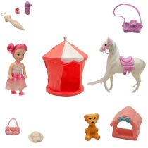 ست هدیه عروسک ناب سل مدل دختر مفصلی بامزه به همراه اسب و لوازم کد CUTE AND FUN HORSE TOY NAAB002 مجموعه