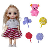عروسک مفصلی ناب سل مدل دختر چشم تیله ای بامزه سیلیکونی طرح آبنبات چوبی کد SWEET GIRL HAPPY EVERYDAY مجموعه 6 عددی ارتفاع 15 سانتی متر