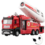 ماکت ماشین بازی ناب سل مدل آتش نشانی مه پاش فلزی چراغدار آژیردار کد RESCUE FIRE FIGHT ODEL ALLOY VEHICLES به همراه ظرف آب ، قیف و شلنگ