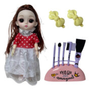 عروسک مفصلی ناب سل مدل دختر چشم تیله ای بامزه سیلیکونی طرح آرایشی کد SWEET GIRL HAPPY EVERYDAY مجموعه 4 عددی ارتفاع 15 سانتی متر