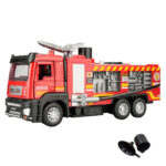 ماکت ماشین بازی ناب سل مدل آتش نشانی آب پاش فلزی چراغدار آژیردار کد RESCUE FIRE FIGHT ODEL ALLOY VEHICLES به همراه ظرف آب و قیف