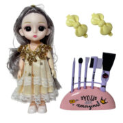 عروسک مفصلی ناب سل مدل دختر چشم تیله ای بامزه سیلیکونی طرح آرایشی کد SWEET GIRL HAPPY EVERYDAY مجموعه 4 عددی ارتفاع 15 سانتی متر